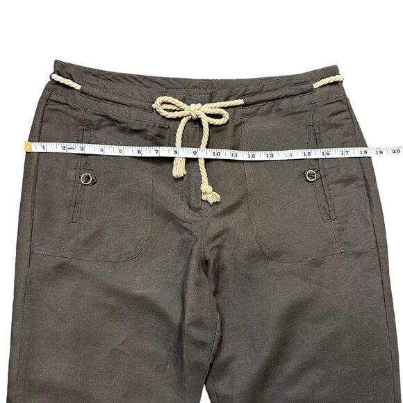 Sandro Linen Blend High Rise Cropped Pants with Rope Tie Belt Size 6 - Picture 6 of 11